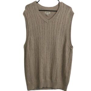 St. John's Bay Mens Vest XL Beige Cotton Knit Academia Grandpa Preppy Quiet Lux